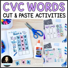 CVC Words Worksheets cut and paste cover