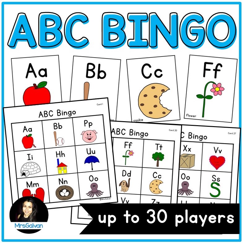 alphabet bingo game cards and calling cards